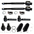8-Piece Kit Front, Driver and Passenger Side, Lower Ball Joint, Includes (2) Ball Joint, (2) Steering Rack Boot, and (4) Tie Rod End