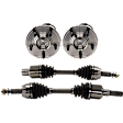 4-Piece Kit Front, Driver and Passenger Side Axle Assembly, Includes (2) Axle Assembly and (2) Wheel Hub