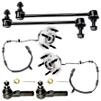 2-Wheel Set Front, Driver and Passenger Side Wheel Hub, 5 Lugs, With Bearing, With Sensor, Includes (2) Wheel Hub, (2) Tie Rod End and (2) Sway Bar Link