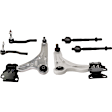 6-Piece Kit Front, Driver and Passenger Side, Lower Control Arm, Includes (2) Control Arm and (4) Tie Rod End
