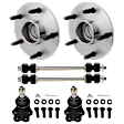 2-Wheel Set Front, Driver and Passenger Side Wheel Hub, 5 Lugs, With Bearing, RWD, Includes (2) Ball Joint, (2) Sway Bar Link, and (2) Wheel Hub