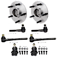 2-Wheel Set Front, Driver and Passenger Side Wheel Hub, Includes (2) Ball Joint, (4) Tie Rod End, and (2) Wheel Hub