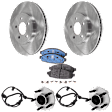 2-Wheel Set Front, Driver and Passenger Side Wheel Hub, Includes (2) Brake Disc, (1) Brake Pad Set, and (2) Wheel Hub