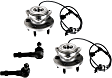 2-Wheel Set Front, Driver and Passenger Side Wheel Hub, 5 Lugs, With Bearing, With Sensor, Includes (2) Tie Rod End and (2) Wheel Hub