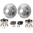 2-Wheel Set Rear Brake Kit With Calipers, Cross-drilled and Slotted 5 Lugs 274 mm Ceramic AWD, Includes (2) Brake Caliper, (2) Brake Disc and (1) Brake Pad Set