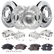 4-Wheel Set Front and Rear Brake Kit With Calipers, Plain Surface 6 Lugs Front-302.01 mm/Rear-325.12 mm Front-Ceramic/Rear-Semi-Metallic, Includes (4) Caliper, (4) Disc and (2) Pad Set
