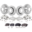 4-Wheel Set Front and Rear Brake Kit With Calipers, Cross-drilled and Slotted 6 Lugs Front-301.8 mm/Rear-325.12 mm Front-Ceramic/Rear-Semi-Metallic, Includes (4) Caliper, (2) Pad Set and (4) Disc