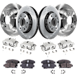 4-Wheel Set Front and Rear Brake Kit With Calipers, Plain Surface 6 Lugs Front-302.01 mm/Rear-325.12 mm Front-Ceramic/Rear-Semi-Metallic, Includes (4) Caliper, (4) Disc and (2) Pad Set