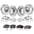 4-Wheel Set Front and Rear Brake Kit With Calipers, Plain Surface 6 Lugs Front and Rear-325.12 mm Front-Ceramic/Rear-Semi-Metallic, Includes (4) Brake Caliper, (4) Brake Disc and (2) Brake Pad Set