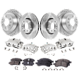 4-Wheel Set Front and Rear Brake Kit With Calipers, Front-Plain Surface/Rear-Cross-drilled and Slotted, 6 Lugs, 325.12 mm, Includes (4) Caliper, (4) Disc and (2) Pad Set