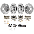 4-Wheel Set Front and Rear Brake Kit With Calipers, Plain Surface, 5 Lugs, Ceramic
