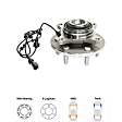 2-Wheel Set Front, Driver and Passenger Side Wheel Hub, 6 Lugs, With Bearing, With Sensor, 4WD, Includes (4) Tie Rod End and (2) Wheel Hub