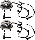 2-Wheel Set Front, Driver and Passenger Side Wheel Hub, 5 Lugs, With Bearing, With Sensor, includes (2) Tie Rod End and (2) Wheel Hub
