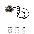 2-Wheel Set Front, Driver and Passenger Side Wheel Hub, 5 Lugs, With Bearing, With Sensor, includes (2) Tie Rod End and (2) Wheel Hub