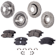 4-Wheel Set Front and Rear Brake Disc and Pad Kit, Cross-drilled and Slotted 6 Lugs Front-301.8 mm/Rear-325.12 mm Front-Ceramic/Rear-Semi-Metallic Pro-Line Series, Includes (2) Pad Set and (4) Disc