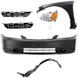 7-Piece Kit Driver Side Halogen Headlight, Includes (2) Bumper Bracket, (1) Bumper Cover, (1) Fender, (1) Fender Liner, (1) Headlight, and (1) Light Bulb