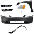 7-Piece Kit Driver Side LED Headlight, Includes (2) Bumper Bracket, (1) Bumper Cover, (1) Fender, (1) Fender Liner, (1) Headlight, and (1) Light Bulb