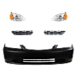 7-Piece Kit Driver and Passenger Side LED Headlight, Includes (1) Bumper Cover, (2) Bumper Bracket, (2) Headlight, and (2) Light Bulb