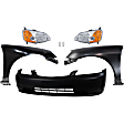 7-Piece Kit Driver and Passenger Side LED Headlight, Includes (1) Bumper Cover, (2) Headlight, (2) Fender, and (2) Light Bulb