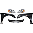7-Piece Kit Driver and Passenger Side LED Headlight, Includes (2) Fender, (1) Grille Assembly, (2) Headlight, and (2) Light Bulb
