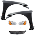 7-Piece Kit Driver and Passenger Side LED Headlight, Includes (2) Fender, (1) Grille Assembly, (2) Headlight, and (2) Light Bulb