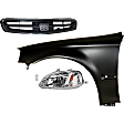 4-Piece Kit Driver Side LED Headlight, Includes (1) Fender, (1) Grille Assembly, (1) Headlight, and (1) Light Bulb