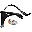 4-Piece Kit Passenger Side LED Headlight, Includes (1) Fender, (1) Fender Liner, (1) Headlight, and (1) Light Bulb