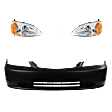 5-Piece Kit Driver and Passenger Side LED Headlight, Coupe, Includes (1) Bumper Cover, (2) Headlight, and (2) Light Bulb