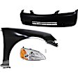 4-Piece Kit Passenger Side LED Headlight, Coupe, Includes (1) Bumper Cover, (1) Fender, (1) Headlight, and (1) Light Bulb