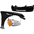 4-Piece Kit Passenger Side LED Headlight, Includes (1) Bumper Cover, (1) Fender, (1) Headlight, and (1) Light Bulb