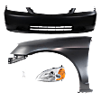 4-Piece Kit Driver Side LED Headlight, Coupe, Includes (1) Bumper Cover, (1) Fender, (1) Headlight, and (1) Light Bulb