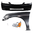4-Piece Kit Driver Side LED Headlight, Includes (1) Bumper Cover, (1) Fender, (1) Headlight, and (1) Light Bulb