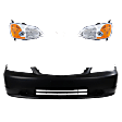 5-Piece Kit Driver and Passenger Side LED Headlight, Includes (1) Bumper Cover, (2) Headlight, and (2) Light Bulb