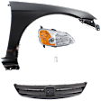 4-Piece Kit Passenger Side LED Headlight, Includes (1) Fender, (1) Grille Assembly, (1) Headlight, and (1) Light Bulb