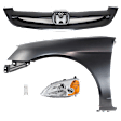 4-Piece Kit Driver Side LED Headlight, Includes (1) Fender, (1) Grille Assembly, (1) Headlight, and (1) Light Bulb