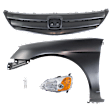 4-Piece Kit Driver Side LED Headlight, Includes (1) Fender, (1) Grille Assembly, (1) Headlight, and (1) Light Bulb