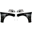 6-Piece Kit Driver and Passenger Side Halogen Headlight, Includes (2) Fender, (2) Headlight, and (2) Light Bulb