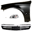4-Piece Kit Driver Side LED Headlight, Includes (1) Fender, (1) Grille Assembly, (1) Headlight, and (1) Light Bulb