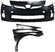 2-Piece Kit, Front Primed Bumper Cover, For Models With LED Headlights and Without Pre-Collision System, CAPA Certified, Includes (1) Bumper Cover and (1) Fender
