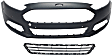 2016 Ford Fusion - 2-Piece Kit Front Primed Bumper Cover, Includes (1) Bumper Cover and (1) Bumper Grille