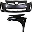 2-Piece Kit, Front Primed Bumper Cover, For Models With Halogen Headlights, Includes (1) Bumper Cover and (1) Fender