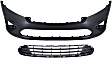 2010 Ford Fusion Sport - 2-Piece Kit Front Primed Bumper Cover, CAPA Certified  Includes (1) Bumper Cover and (1) Bumper Grille