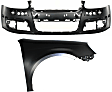 2-Piece Kit, Front Primed Bumper Cover, CAPA Certified, Includes (1) Bumper Cover and (1) Fender