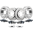 4-Wheel Set Front and Rear Brake Disc and Pad Kit, Plain Surface, 6 Lugs, Semi-Metallic, Cast Iron, Pro-Line Series, Includes (4) Disc and (2) Pad Set