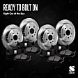 Front and Rear Brake Disc and Pad Kit, Plain Surface, 5 Lugs, Ceramic, Cast Iron, Pro-Line Series