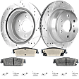 2013 Cadillac Escalade EXT - 4-Piece Kit Rear Brake Disc and Pad Kit, Cross-drilled and Slotted, 6 Lugs, 344.93 mm, Ceramic, 6.2L 8Cyl, Pro-Line Series  Includes (2) Brake Disc and (1) Brake Pad Set
