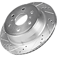 2013 Cadillac Escalade EXT - 4-Piece Kit Rear Brake Disc and Pad Kit, Cross-drilled and Slotted, 6 Lugs, 344.93 mm, Ceramic, 6.2L 8Cyl, Pro-Line Series  Includes (2) Brake Disc and (1) Brake Pad Set