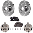 2-Wheel Set Front, Driver and Passenger Side Wheel Hub, Includes (2) Brake Disc, (1) Brake Pad Set, and (2) Wheel Hub