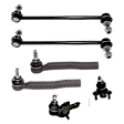 6-Piece Kit Front, Driver and Passenger Side, Lower Ball Joint, Includes (2) Ball Joint, (2) Sway Bar Link, and (2) Tie Rod End