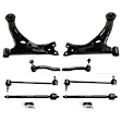 8-Piece Kit Front, Driver and Passenger Side, Lower Control Arm, Includes (2) Control Arm, (2) Sway Bar Link, and (4) Tie Rod End